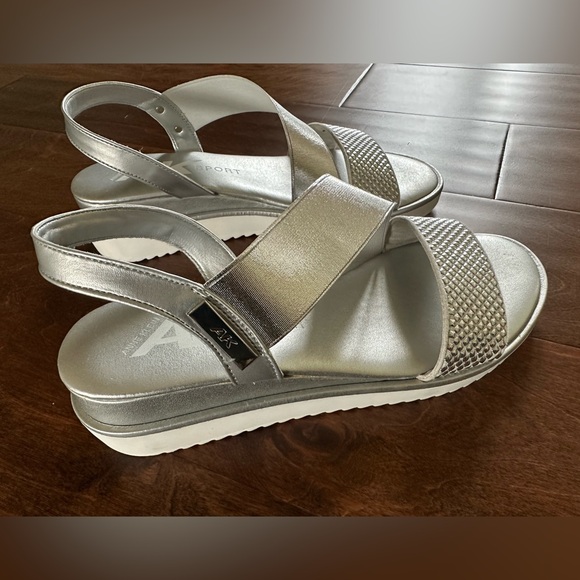 Anne Klein Sport Silver Women's Sandals - Picture 1 of 3
